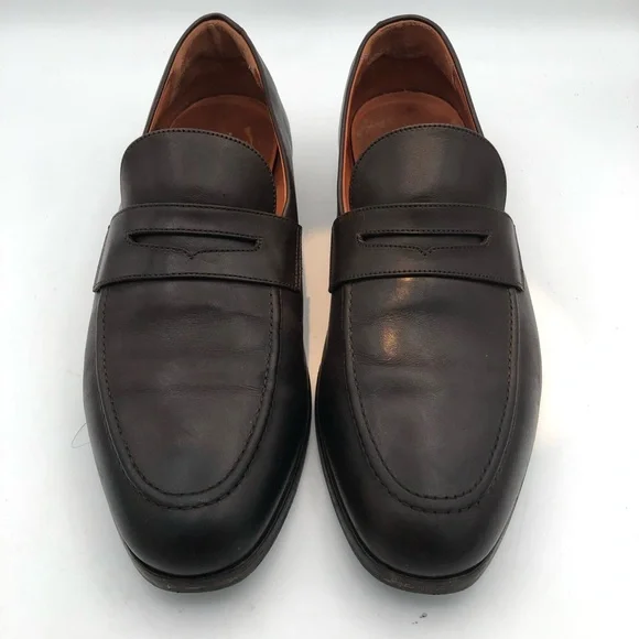 Wolf & Shepherd Men Size 10.5 Dark Brown Leather Penny Loafers Shoe
